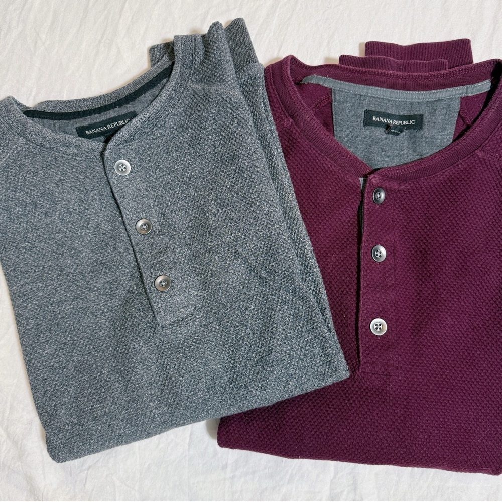 BUNDLE Banana Republic Waffle Knit Thermal Henley Shirts